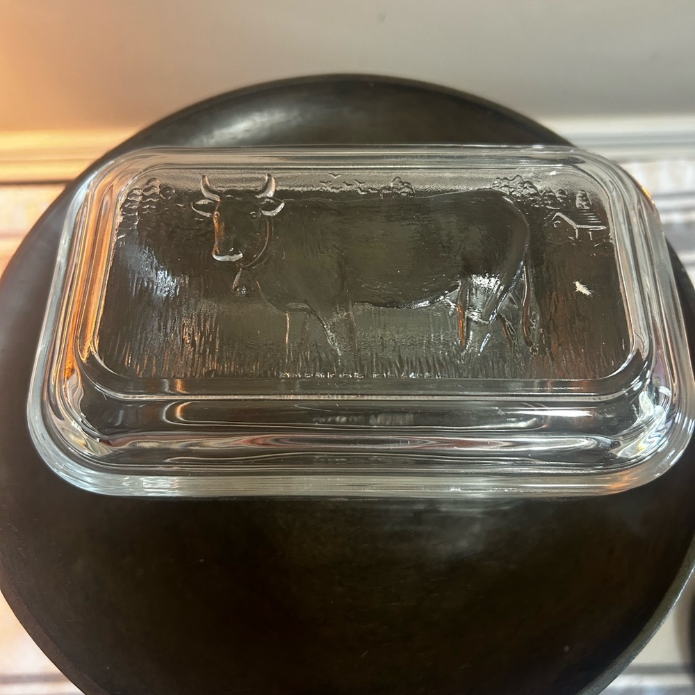 Hello Honey 6.5 inches Clear Glass Cow Butter Dish